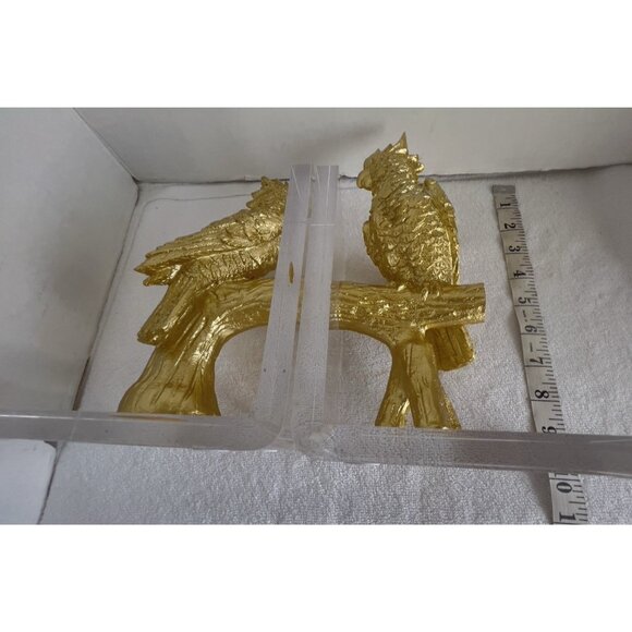 Cockatoo Cockatiel Parrot Bookends Gold Bird on Lucite 9"H x 6"W x 3"D ART DECO - Picture 7 of 11